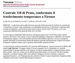 118 trasferito a Firenze