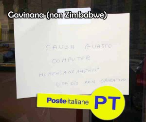 Cartello appeso alle Poste di Gavinana...