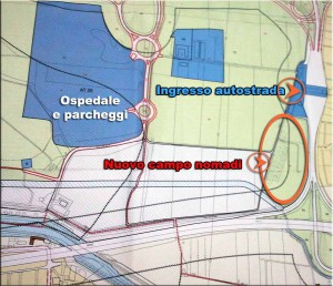 La mappa del nuovo 'campo' nomadi