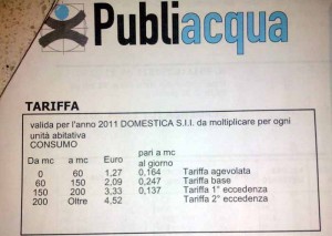 Una bolletta di Publiacqua