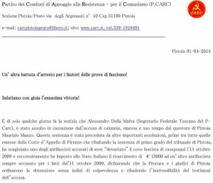 Il comunicato P-Carc