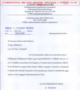La lettera della Confconsumatori