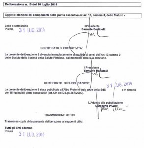 Il certificato di pubblicazione